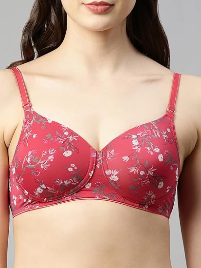Enamor Women's Nylon Casual T-Shirt Bra – Lightly Padded, Wirefree, Everyday Comfort